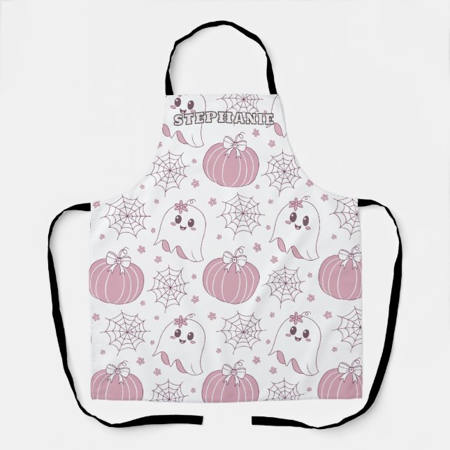 Soft Goth Pastel Halloween Pattern Apron (Front)