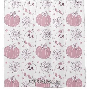 Soft Goth Pastel Halloween Pattern Shower Curtain