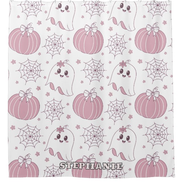 Soft Goth Pastel Halloween Pattern Shower Curtain (Front)