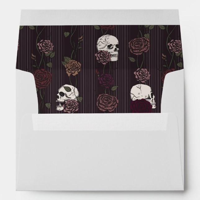 Soft Gothic Chic Light Grey Skull and Rose Envelope (Back (Bottom))