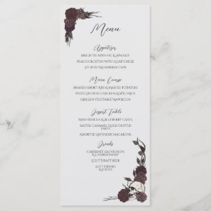 Soft Gothic Dark Floral Light Grey Wedding Menu
