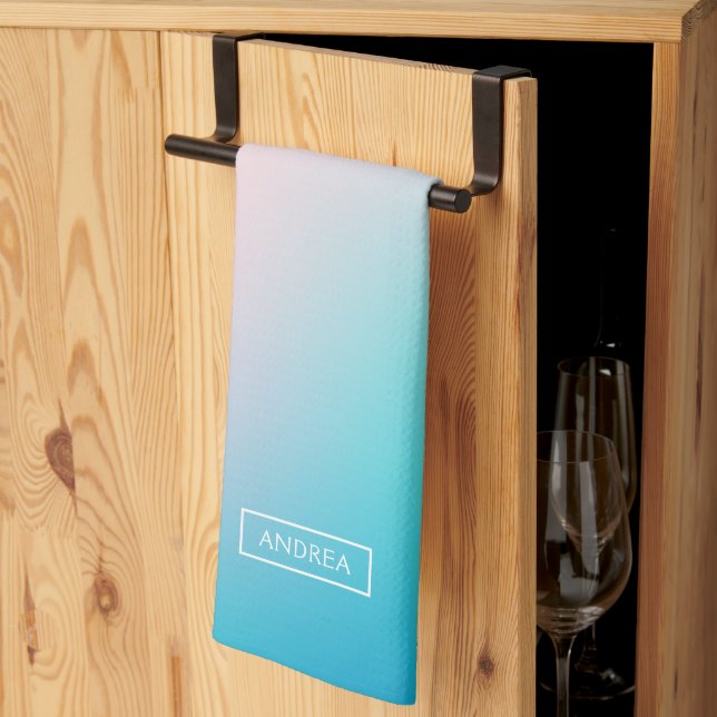 Soft gradient iridescent background tea towel (Thirds Fold)