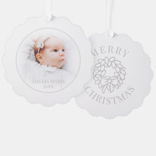 Soft Grandparent Christmas Photo (Pale Background) Tree Decoration Card