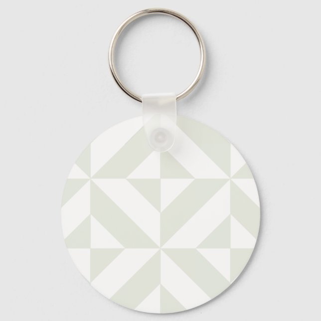 Soft Gray Geometric Art Deco Key Ring (Front)