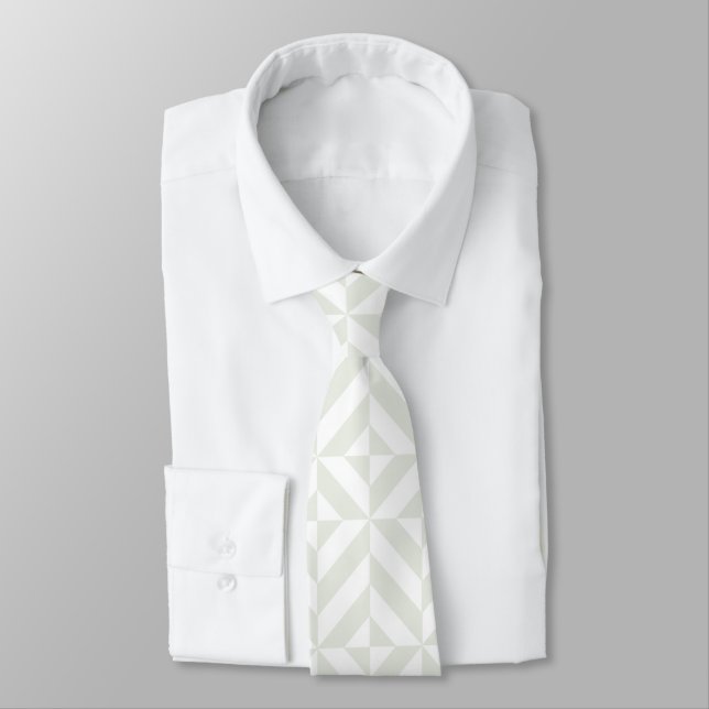Soft Gray Geometric Art Deco Tie (Tied)