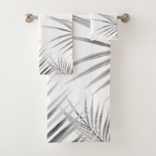 Soft Gray Palm Leaves Dream #1 #tropical #decor #a Bath Towel Set