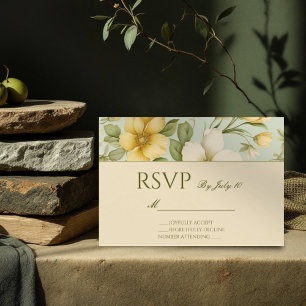 Soft green and beige wedding  RSVP card