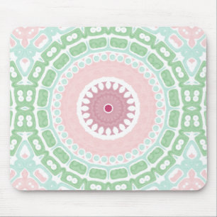 Soft Green and Blush Mandala Pattern Mouse Pad
