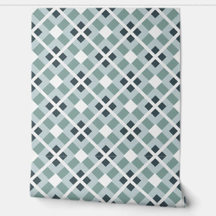 Soft Green and Slate Geometric Pattern Wallpaper