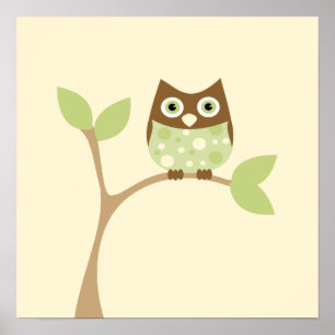 Soft Green Baby Owl Poster