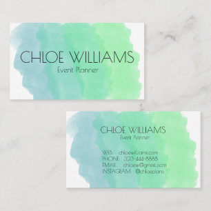 Soft Green Blue Painting Abstract Brush Watercolor Business Card