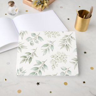 Soft Green Botanical Leaves Pattern  Guest Book