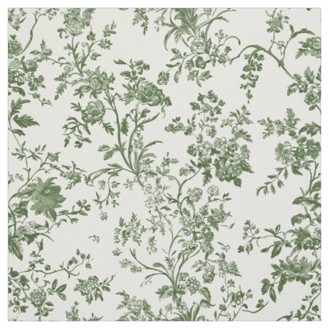 Soft Green Botanical Toile Fabric (Swatch)