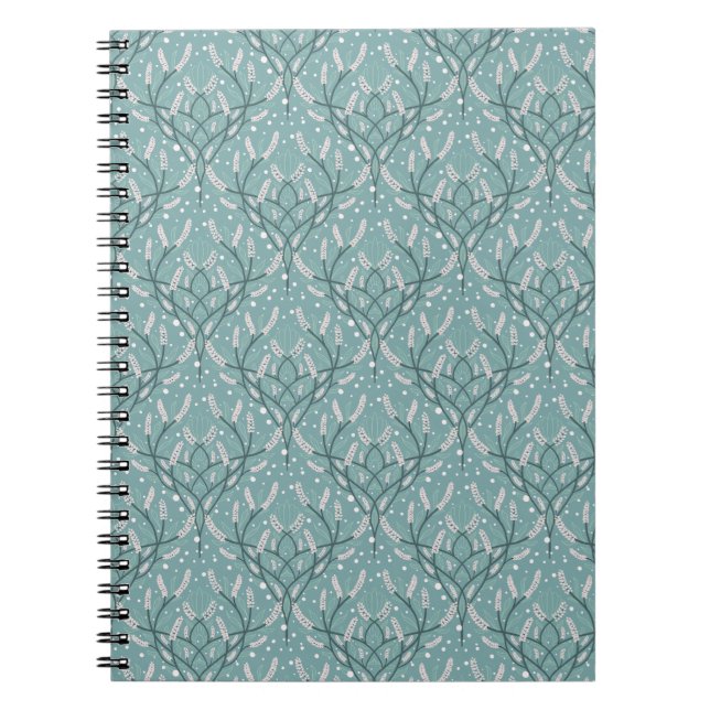 Soft Green Botanical Vine Pattern Notebook (Front)