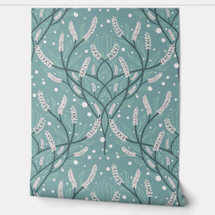 Soft Green Botanical Vine Pattern Wallpaper