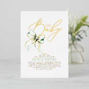 Soft Green Bow Elegant Gender Neutral Baby Shower