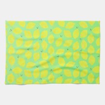 Soft Green Covered with Lemons Dish Towel