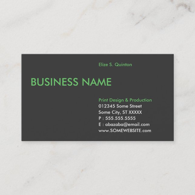 soft green edge business card (Front)