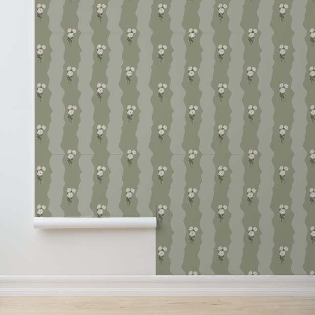 Soft Green Floral  Wallpaper (Application)