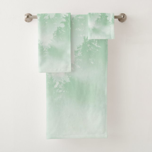 Soft Green Forest Dream #1 #decor #art Bath Towel Set (Insitu)