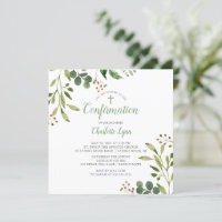 Soft Green Leaf Confirmation Invitation