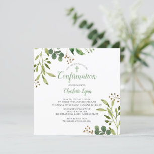 Soft Green Leaf Confirmation Invitation