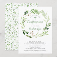 Soft Green Leaf Confirmation Invitation