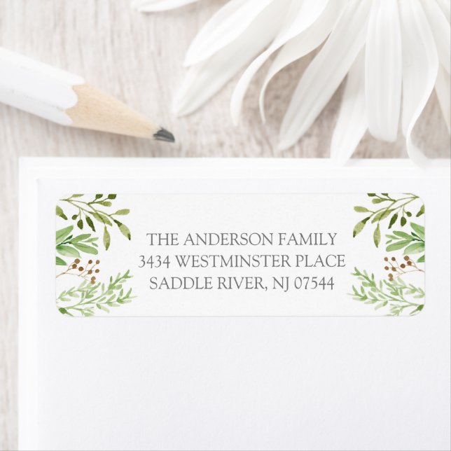 Soft Green Leaves Return Address Label (Insitu)