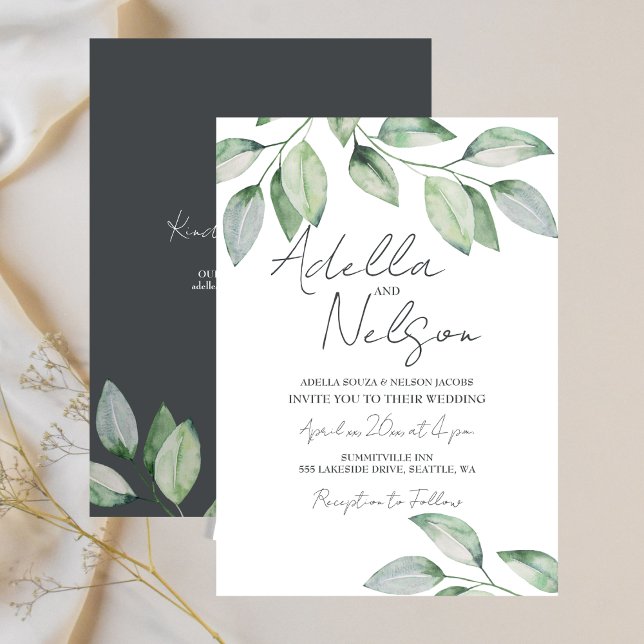 Soft Green Leaves Wedding  Invitation (Soft Green Leaves Wedding Invitation)