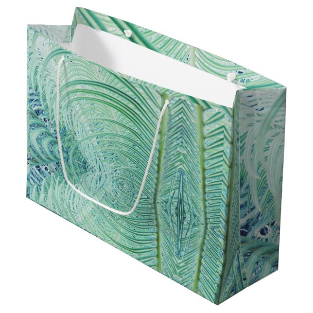 Soft Green Palm Tree Leaf Pattern Gift Favour Bag (Front Angled)