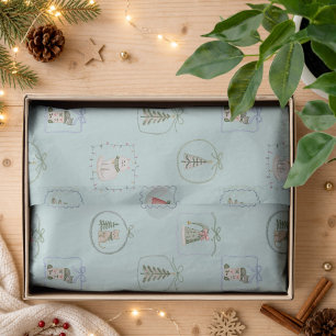 Soft Green Pastel Christmas Watercolor Pattern Tissue Paper