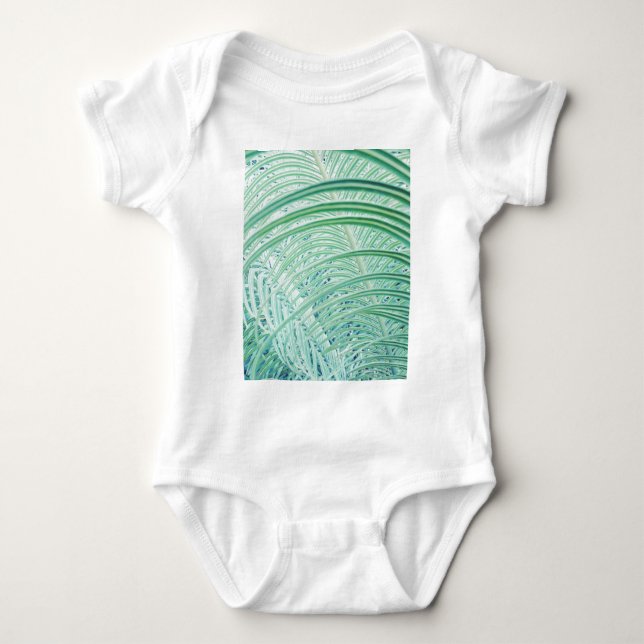 Soft Green Plant Palm Leaf Baby Bodysuit (Front)