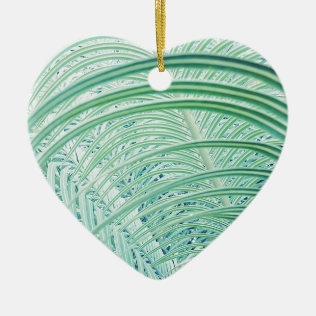 Soft Green Plant Palm Leaf Ceramic Tree Decoration (Front)