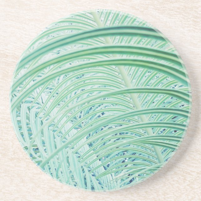 Soft Green Plant Palm Leaf Coaster (Front)