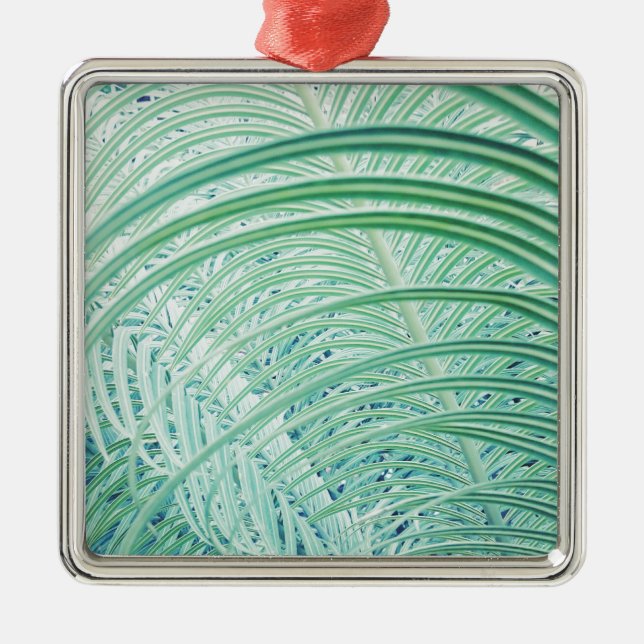 Soft Green Plant Palm Leaf Metal Tree Decoration (Front)