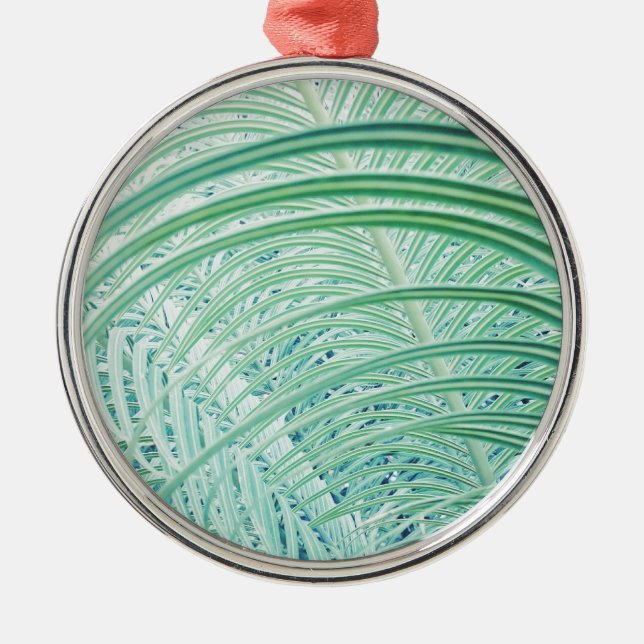 Soft Green Plant Palm Leaf Metal Tree Decoration (Front)