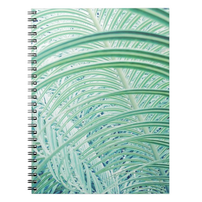 Soft Green Plant Palm Leaf Spiral Notebook (Front)