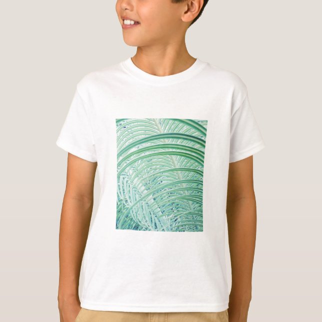 Soft Green Plant Palm Leaf T-Shirt (Front)