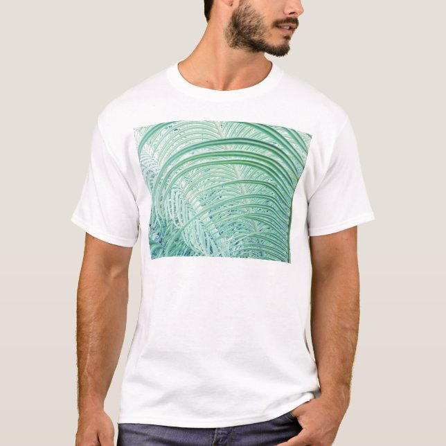 Soft Green Plant Palm Leaf T-Shirt (Front)