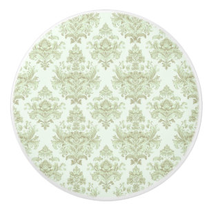 Soft green scroll design ceramic knob