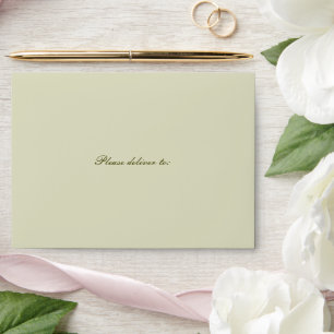 Soft green simple elegant wedding envelope