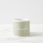 Soft Green Striped Hand writting Custom Name Espresso Cup<br><div class="desc">Simple Minimal Soft Sage Green Striped Hand writting Name</div>