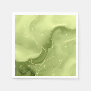 Soft Green Swirls with Delicate White Vines Napkin