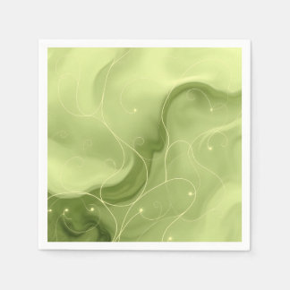 Soft Green Swirls with Delicate White Vines  Napkin