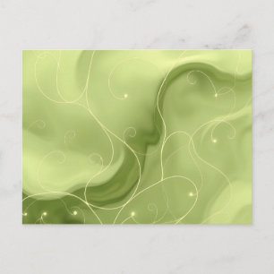 Soft Green Swirls with Delicate White Vines Postcard