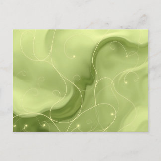 Soft Green Swirls with Delicate White Vines  Postcard
