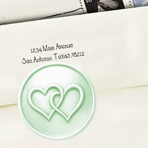 Soft Green Two Hearts Intertwined Wedding Classic Round Sticker