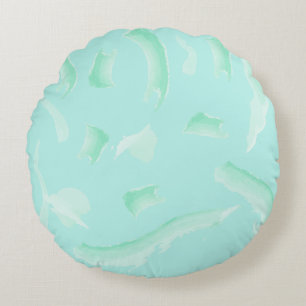 Soft Green Vein Tile Texture Round Cushion