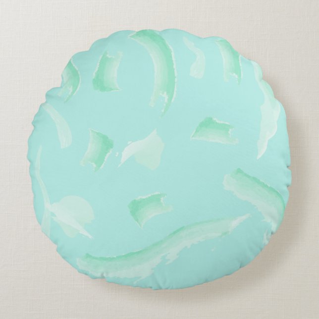 Soft Green Vein Tile Texture Round Cushion (Front)