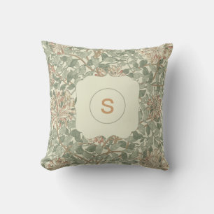 Soft Green Vintage William Morris Honeysuckle Cushion